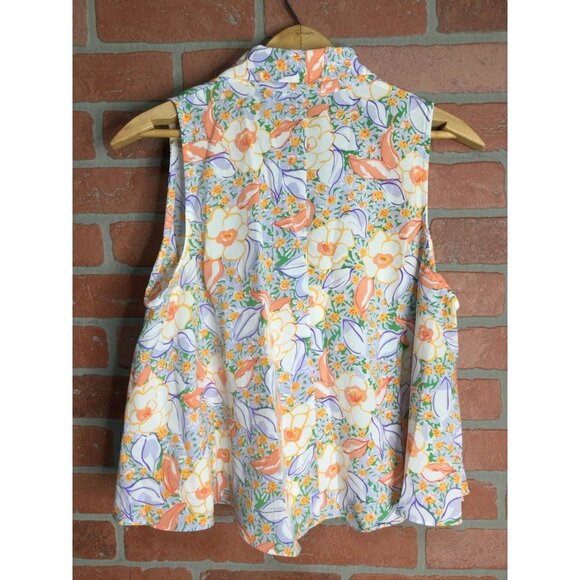 Vintage Victoria Secret womens top M sleeveless floral button front gold label - Picture 2 of 5